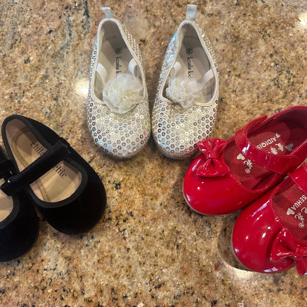 Holiday dress up shoes Koala Kids Silver, Black, and Red Dress Shoes Set